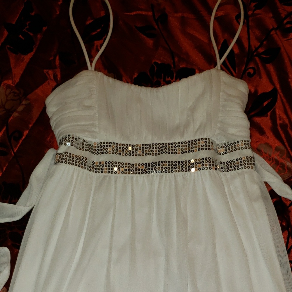 ~Very cute white sheer with Silver SequiN Dress~
